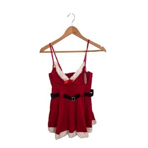 Red Santa-Inspired Dress with Black Belt
